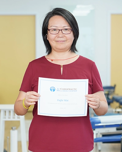 Chiropractic Durham NC October 2025 The Ju Chiropractic Wellness Center September 2025 Patient of the Month, Feifei